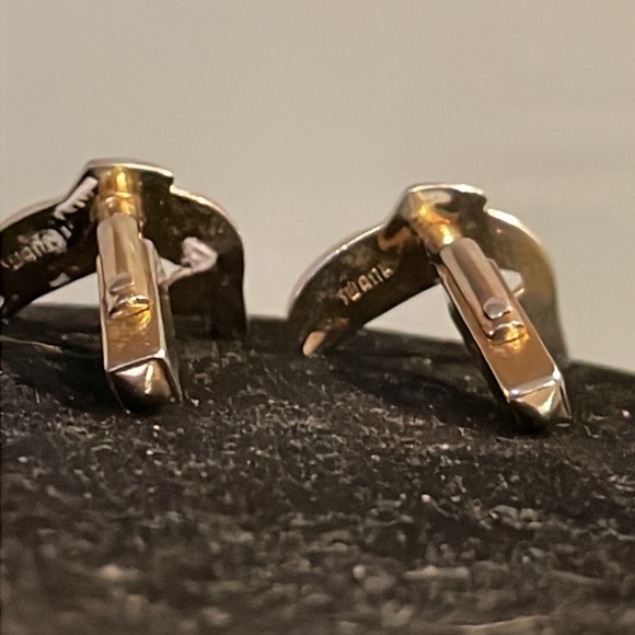 Vintage 1940s Art Deco Swank gold plated salmon fish sea toggle back cuff links - Picture 6 of 12